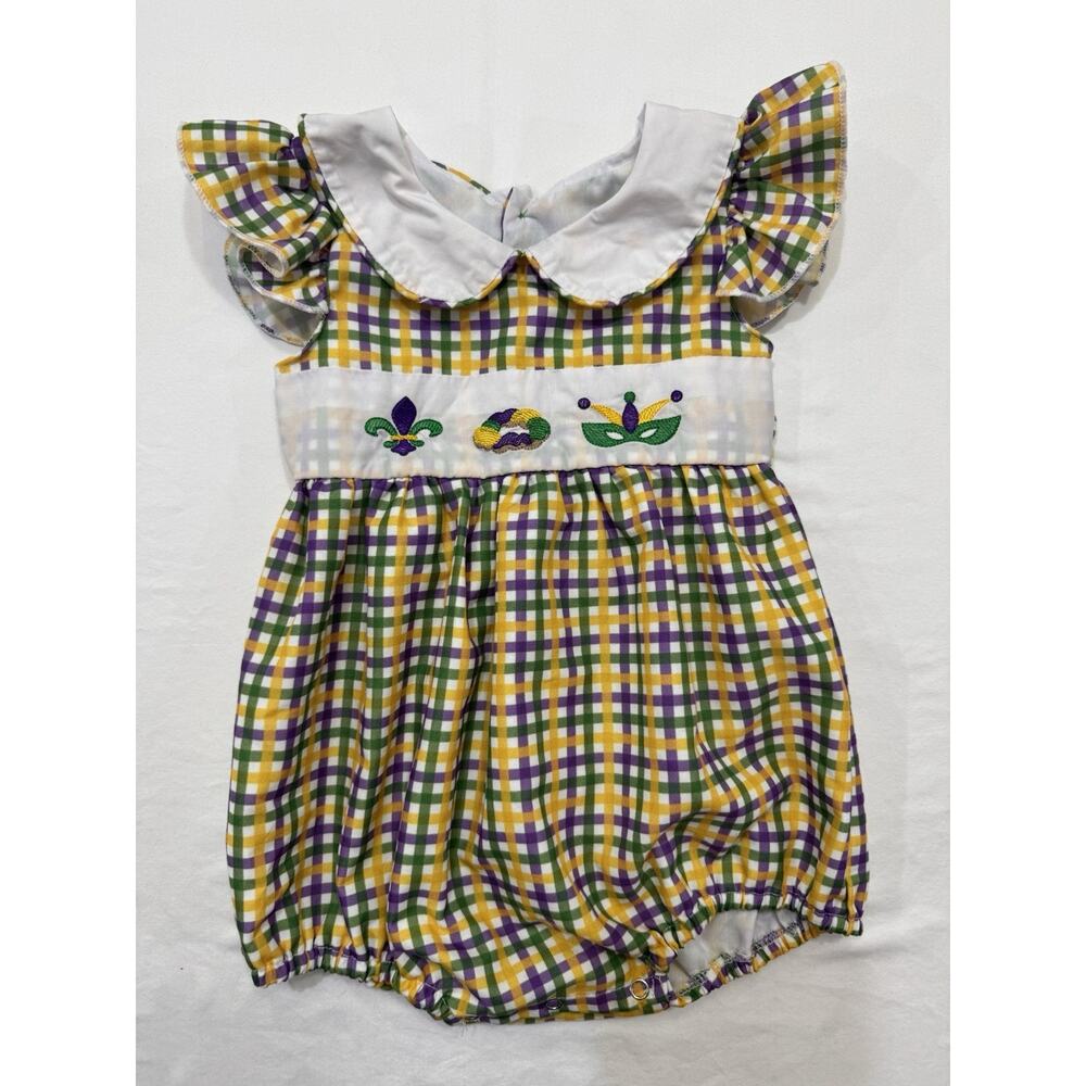 Girls Toddler 2T Mardi Gras Outfit For Parades Mask King Cake Fleur Dis Lis